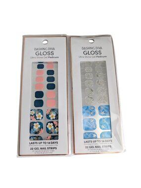 Dashing Diva Ultra Shine Gel Pedicure 22 Nail Strips Hawaiian Dreams & Ocean NEW